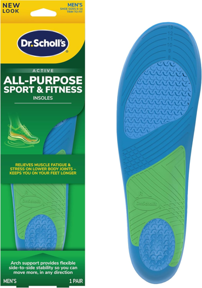 Dr. Scholl’S Sport Insoles - Superior Shock Absorption and Arch Support to Reduce Muscle Fatigue and Stress on Lower Body Joints for Men Size 8-14