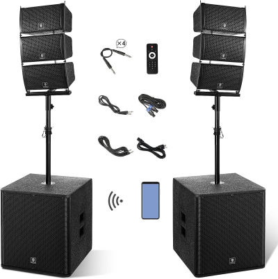Club 8000 18" Stereo Dj/Powered PA Speaker System Combo with Bluetooth and Subs
