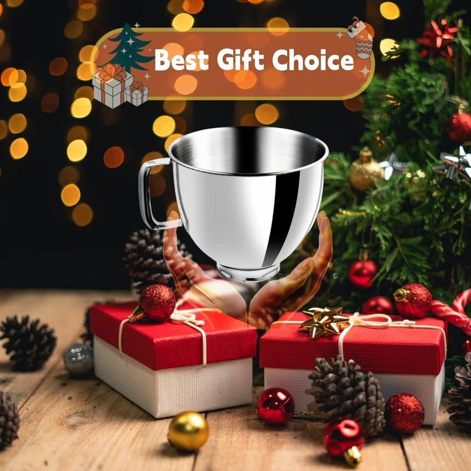 5 Quart Stainless Steel Mixer Bowl for KitchenAid Stand Mixers, Compatible...