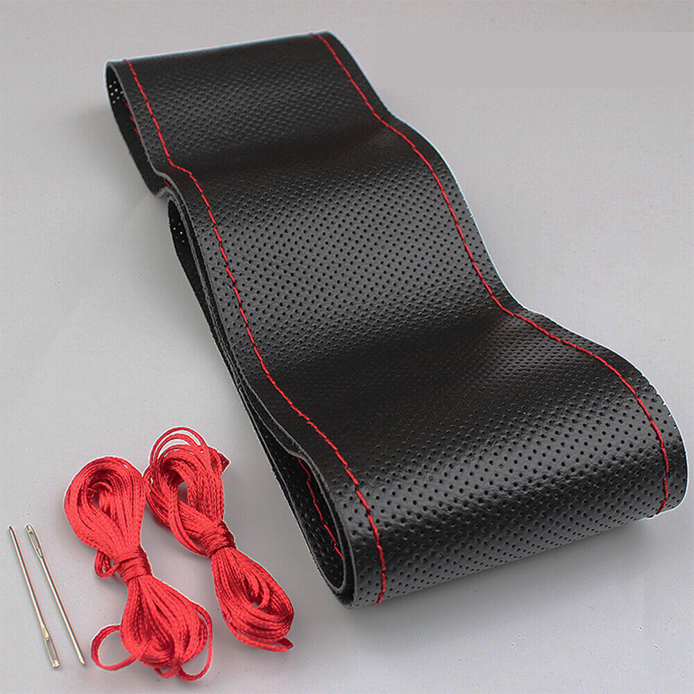 For 15"/38 Cm PU Leather DIY Anti-Slip Dia Car Steering Wheel Cover