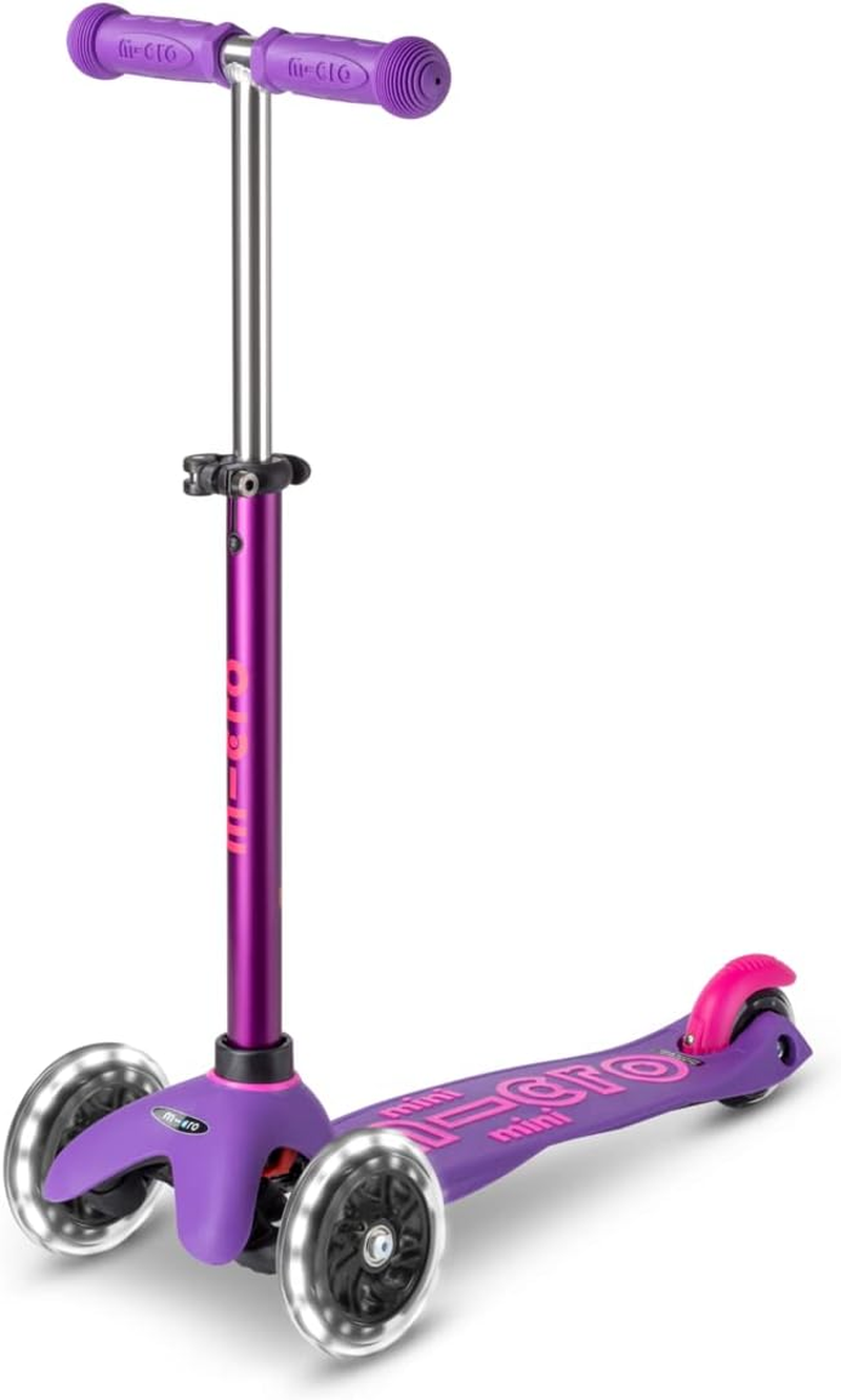 Kickboard | Mini LED Kids Scooter for Ages 2-5 | Children up to 110 Lbs | 3 Wheel Lean-To-Steer Design | Adjustable T Bar | Smooth Ride, Motion Activated PU LED Wheels | Swiss Design