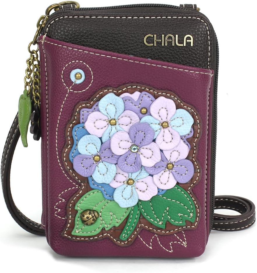 Wallet Crossbody Cell Phone Purse - Women Faux Leather Multicolor Handbag with Adjustable Strap
