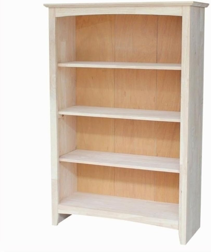 International Concepts Shaker Bookcase, 48-Inch High, Solid Parawood, Unfinished
