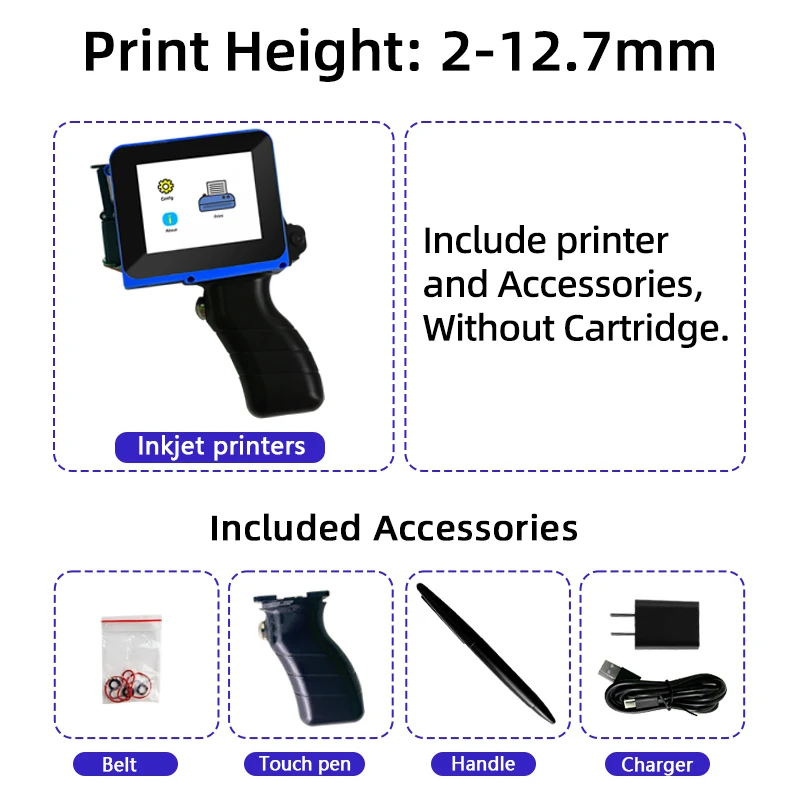 Mini Date Printer Inkjet Portable Coding Machine Bottle Box Plastic Bags Logo Text QR Code Serial Number