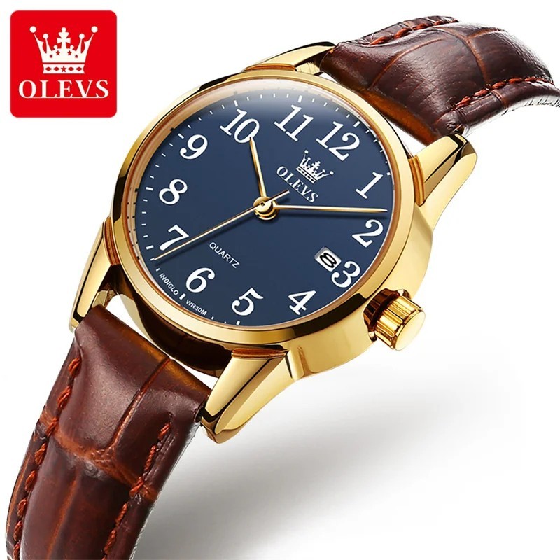 OLEVS Women's Quartz Watch Luxury Leather Strap Waterproof Date Ladies Wristwatc