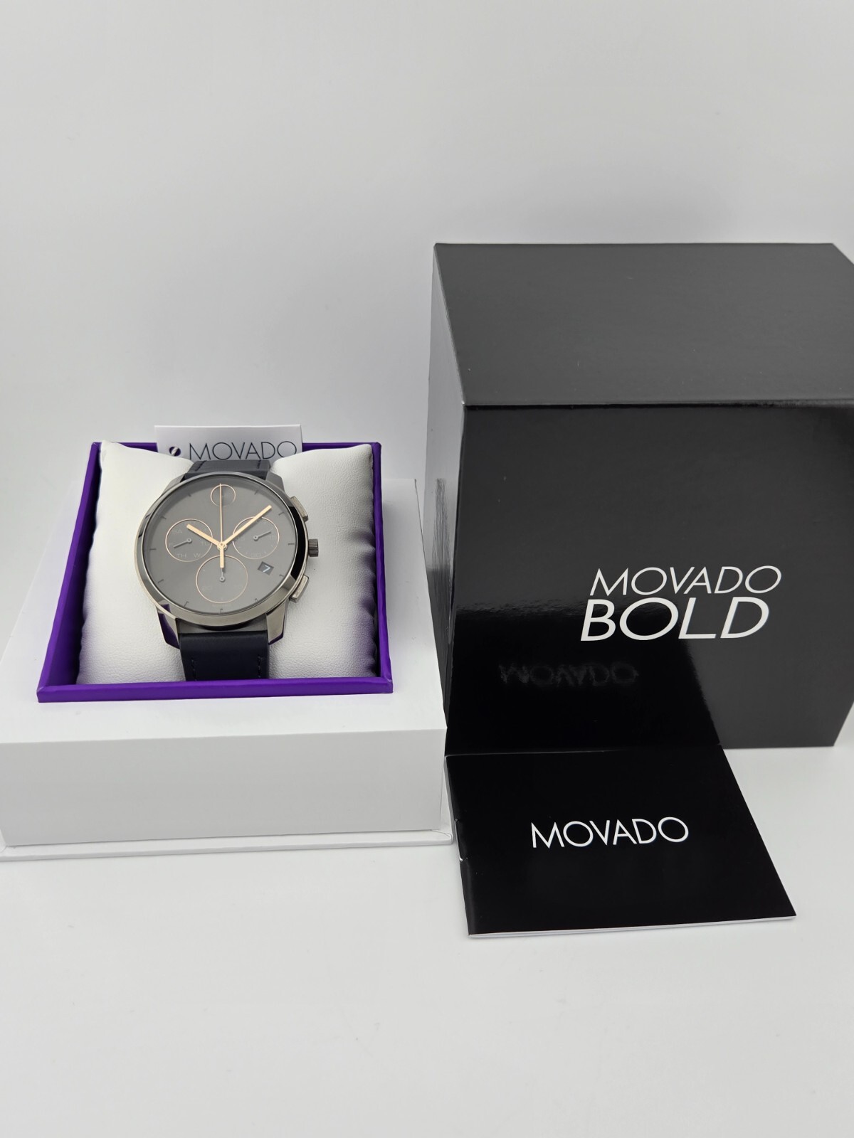 Movado Men's Bold Thin Gray Dial Chronograph Watch - 3600720 ($650 MSRP)