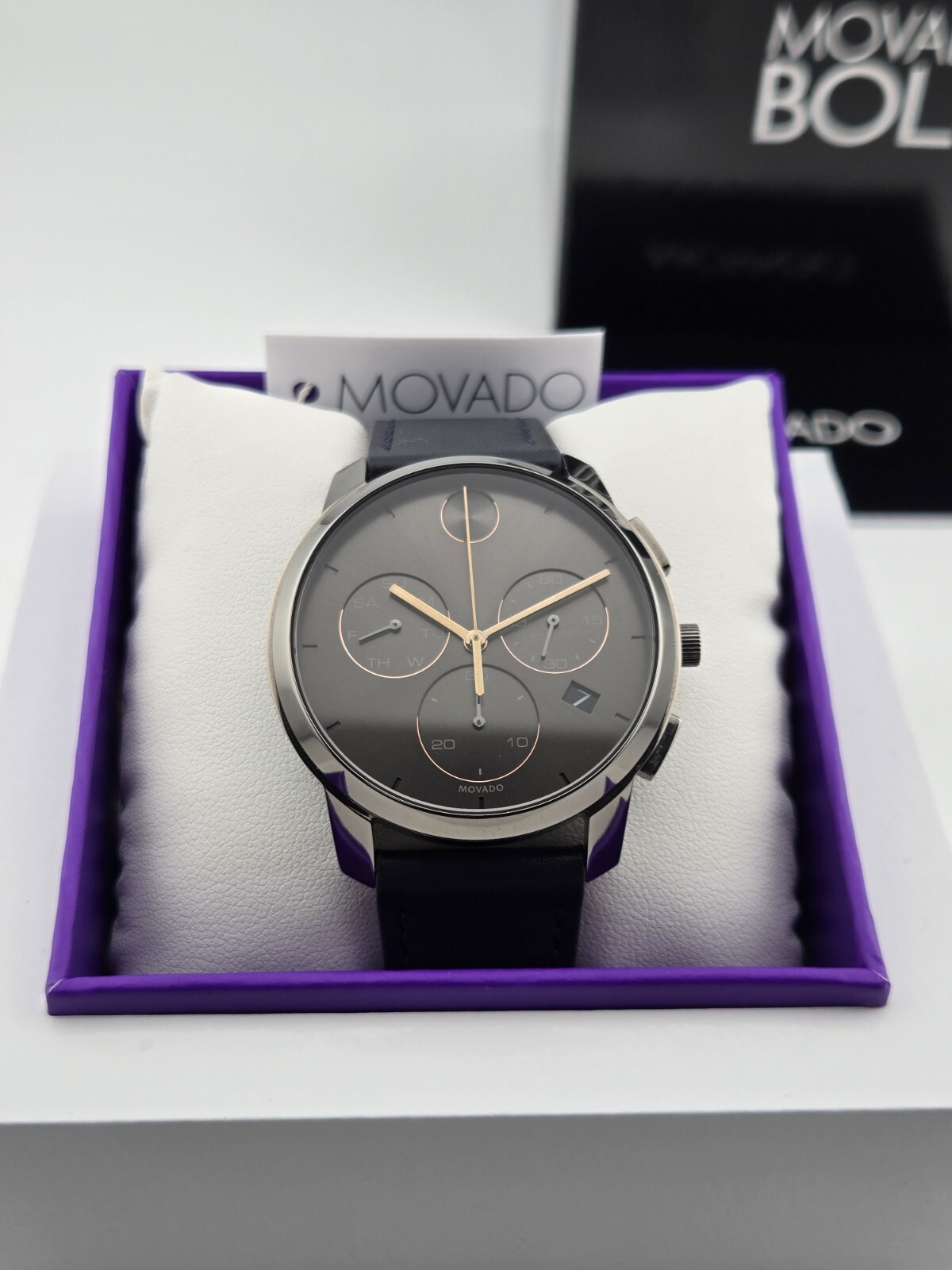 Movado Men's Bold Thin Gray Dial Chronograph Watch - 3600720 ($650 MSRP)