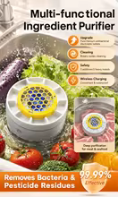 Nettoyeur sans fil pour fruits et légumes à domicile, élimination des résidus de pesticides, purificateur alimentaire, purification par turbine, nettoyeur pour fruits de mer et viandes