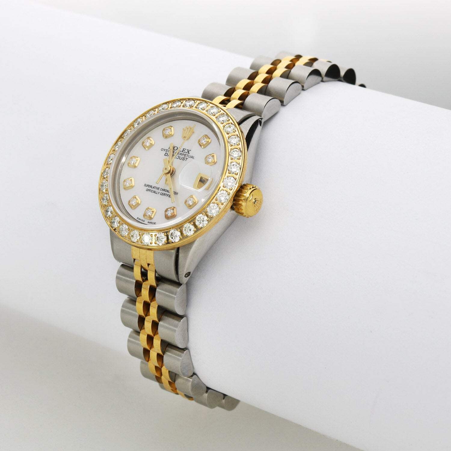 26mm Rolex Datejust 1617 18K Gold Diamond Mother of Pearl Dial Steel Woman's Wat