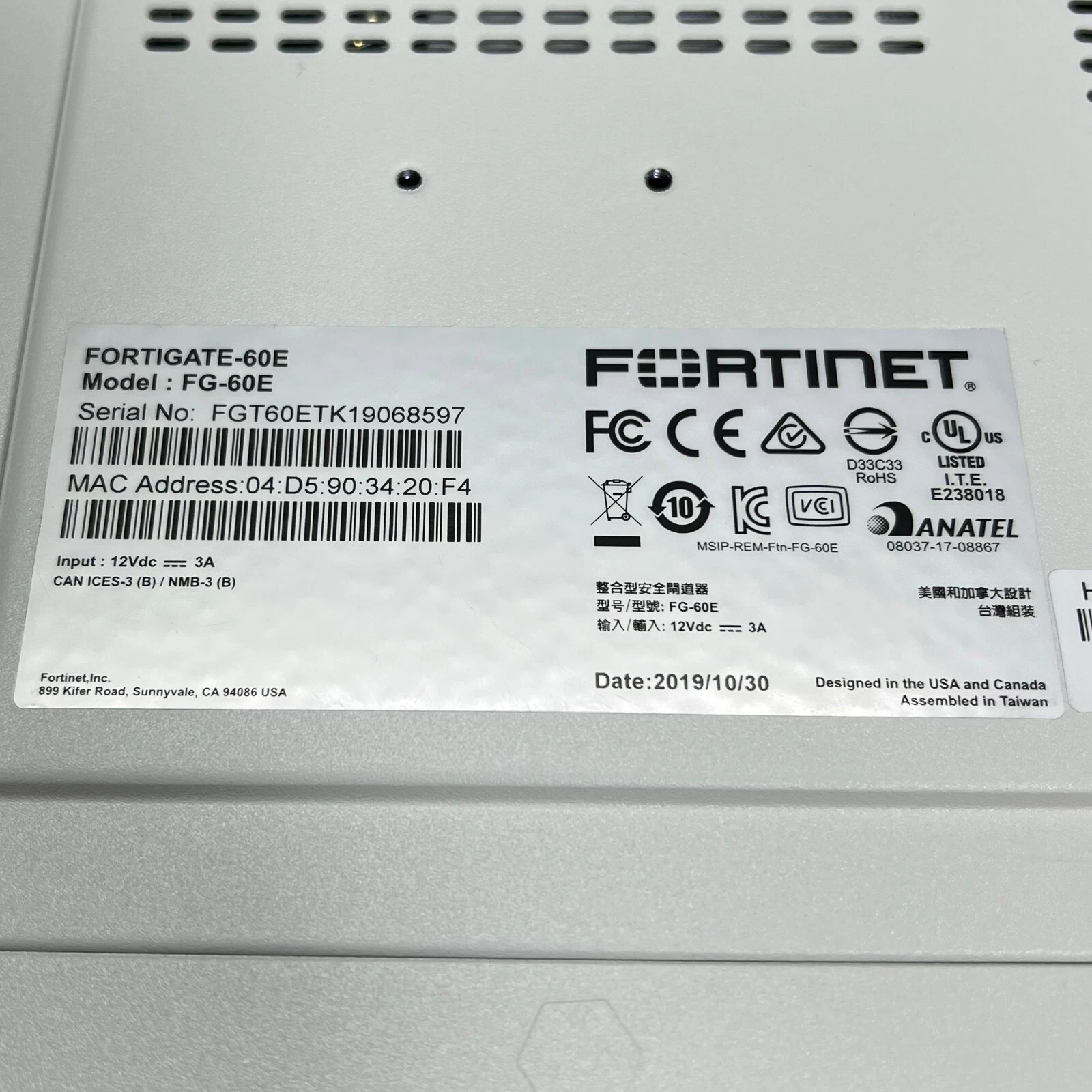 【Select License Term】 Fortinet FG-60E Fortigate-60E Network Security 【1day Ship】