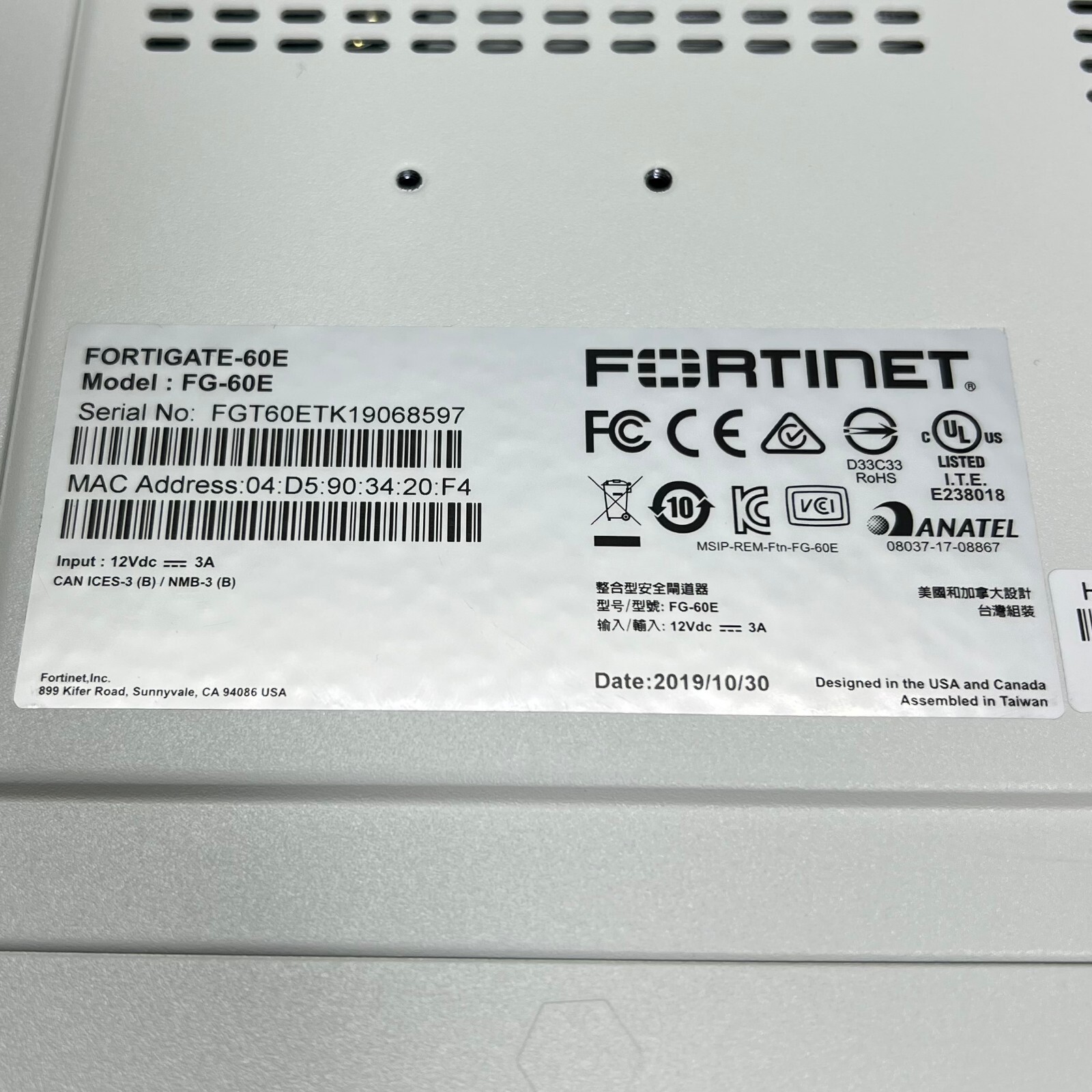 Fortinet FG-60E Fortigate-60E Network Security Firewall Tested Good!【1day ship!】
