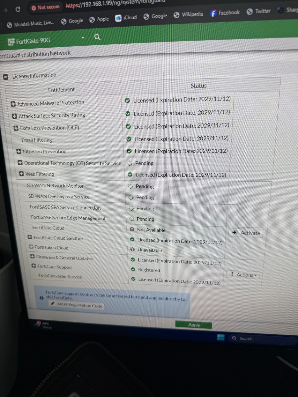 Fortinet FG-90G Fortigate 90G Network Firewall with Dual Power Adapter and Mount