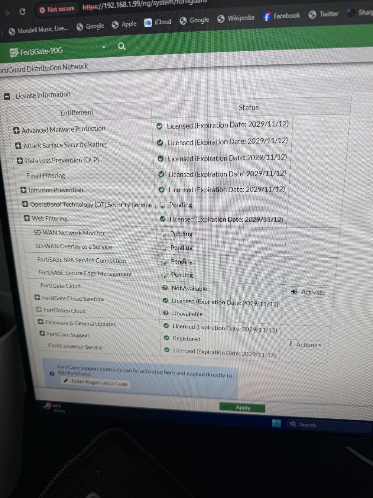 Fortinet FG-90G Fortigate 90G Network Firewall with Dual Power Adapter and Mount