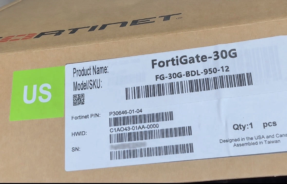 Firewall Security Appliance Fortinet FortiGate 30G FG-30G-BDL-950-12 UTP 1Y New