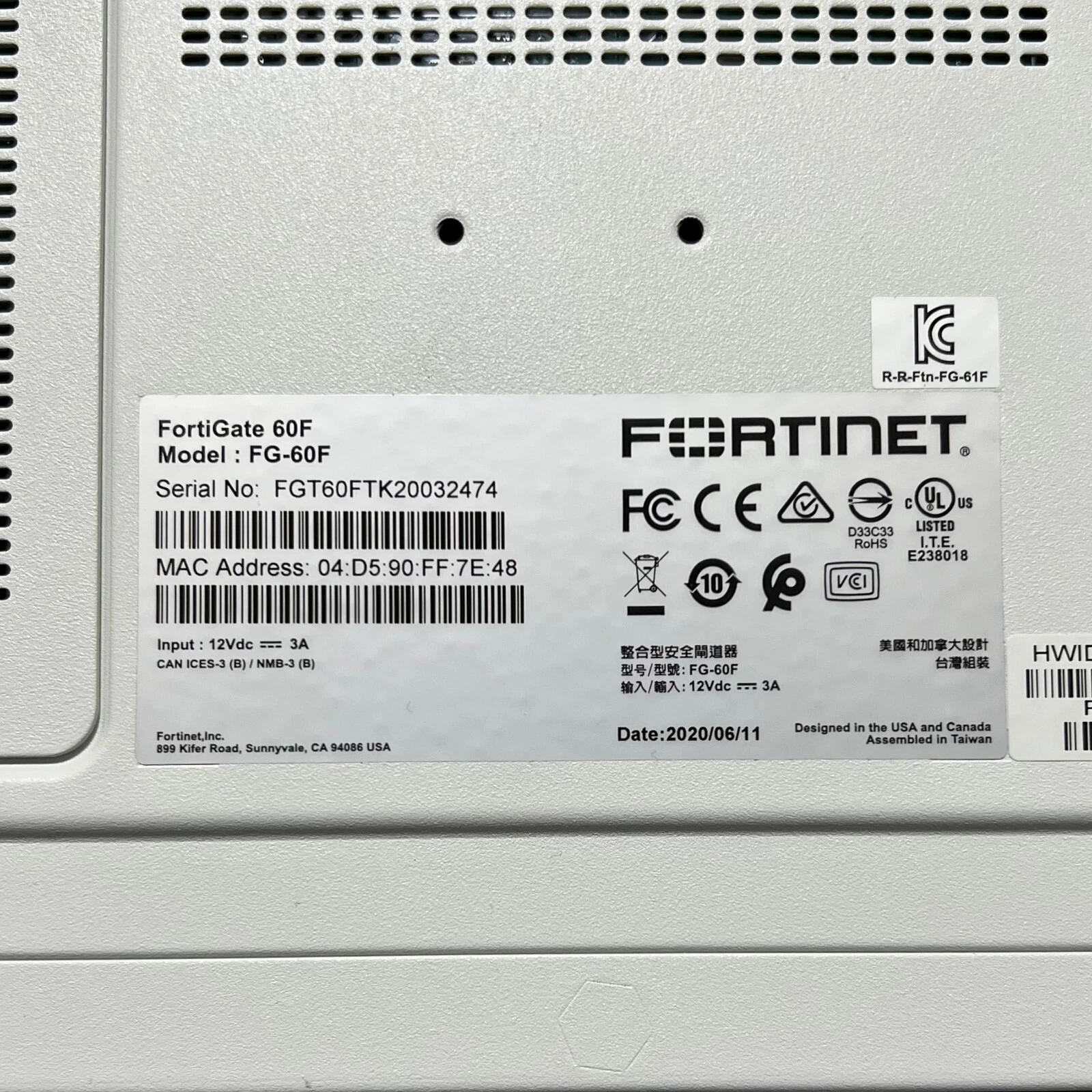 Fortinet FortiGate 60F FG-60F UTM UTP License Until 2027 Network Security Japan