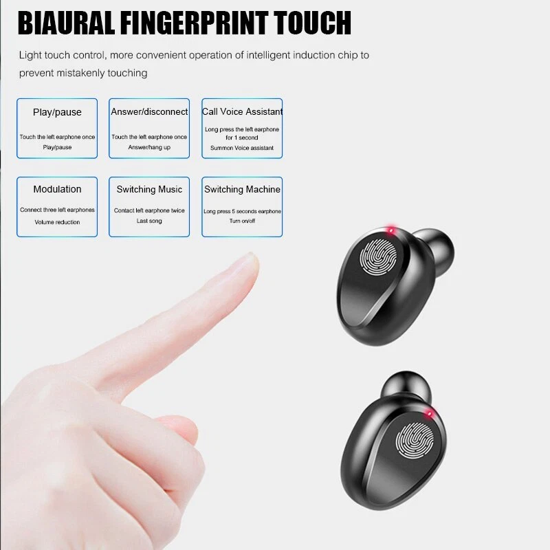 TWS Bluetooth Earphones with Microphone Wireless Earbuds Headsets For iPhone