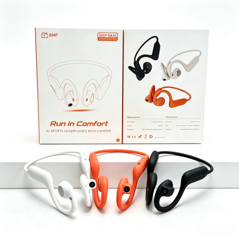 Wireless AI Smart Bone Conduction Camera Headphones Bluetooth Open-Ear Headset