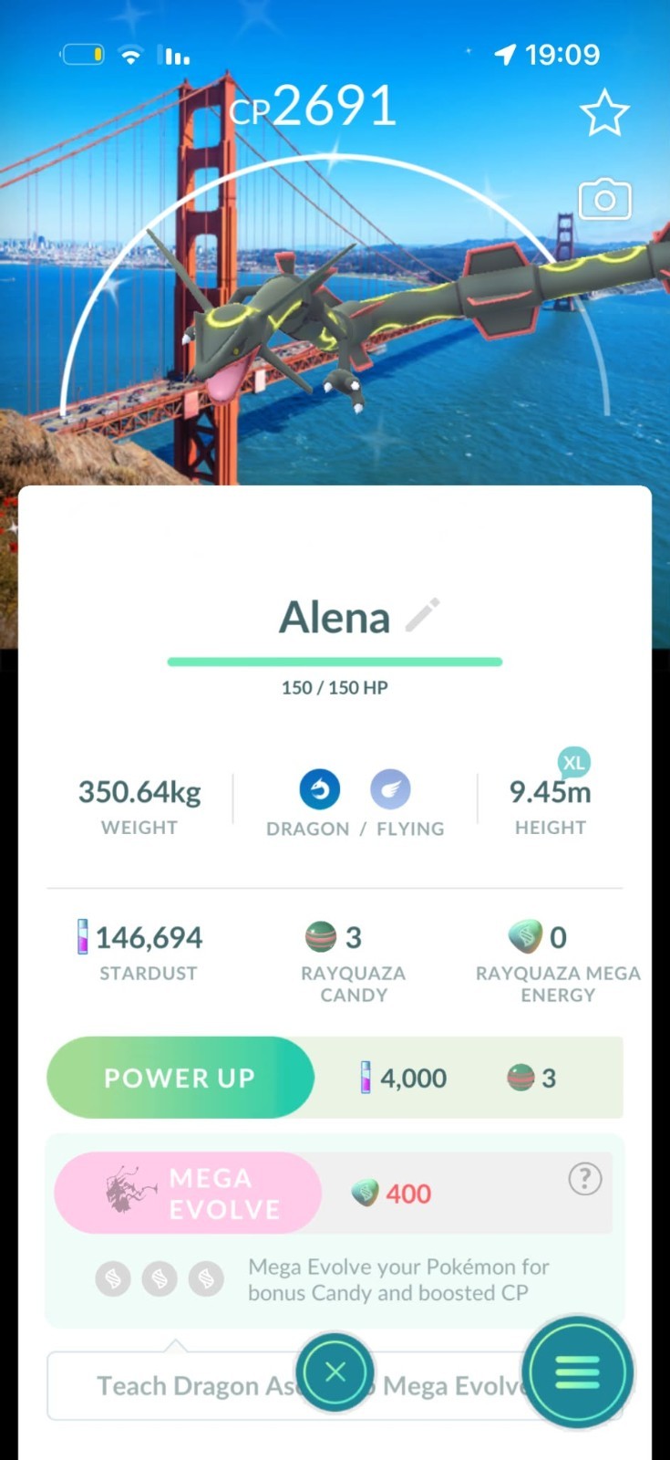 Pokémon GO PTC ✨️ Shiny Rayquaza Masterball San Francisco Background