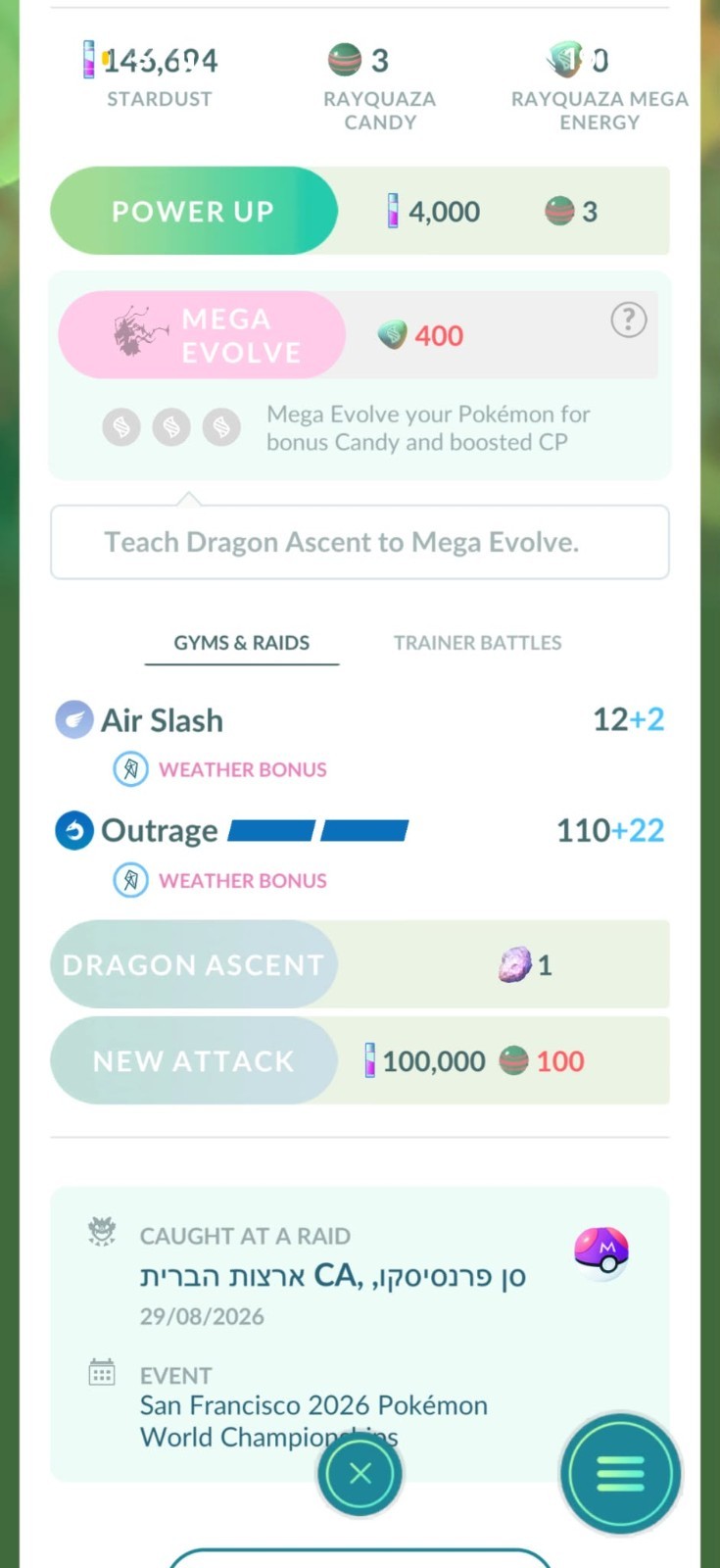 Pokémon GO PTC ✨️ Shiny Rayquaza Masterball San Francisco Background