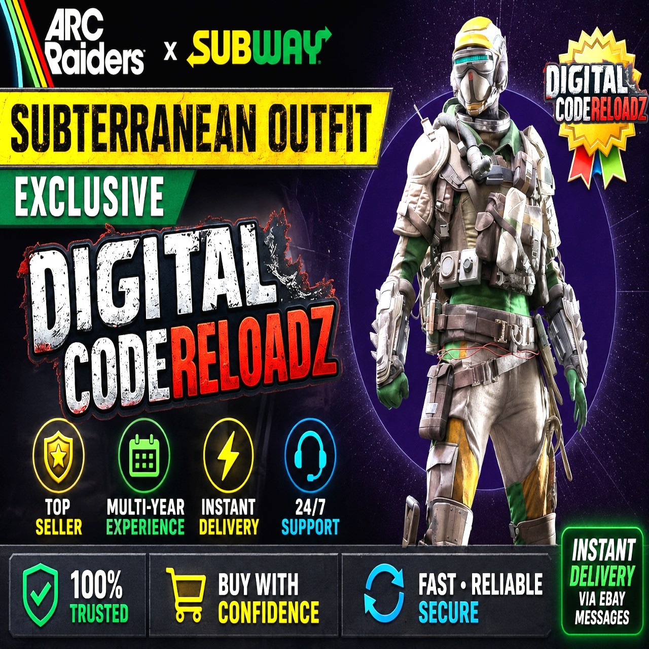 Arc Raiders x Subway - Subterranean Outfit Exclusive Promo AUTHENTIC Loot