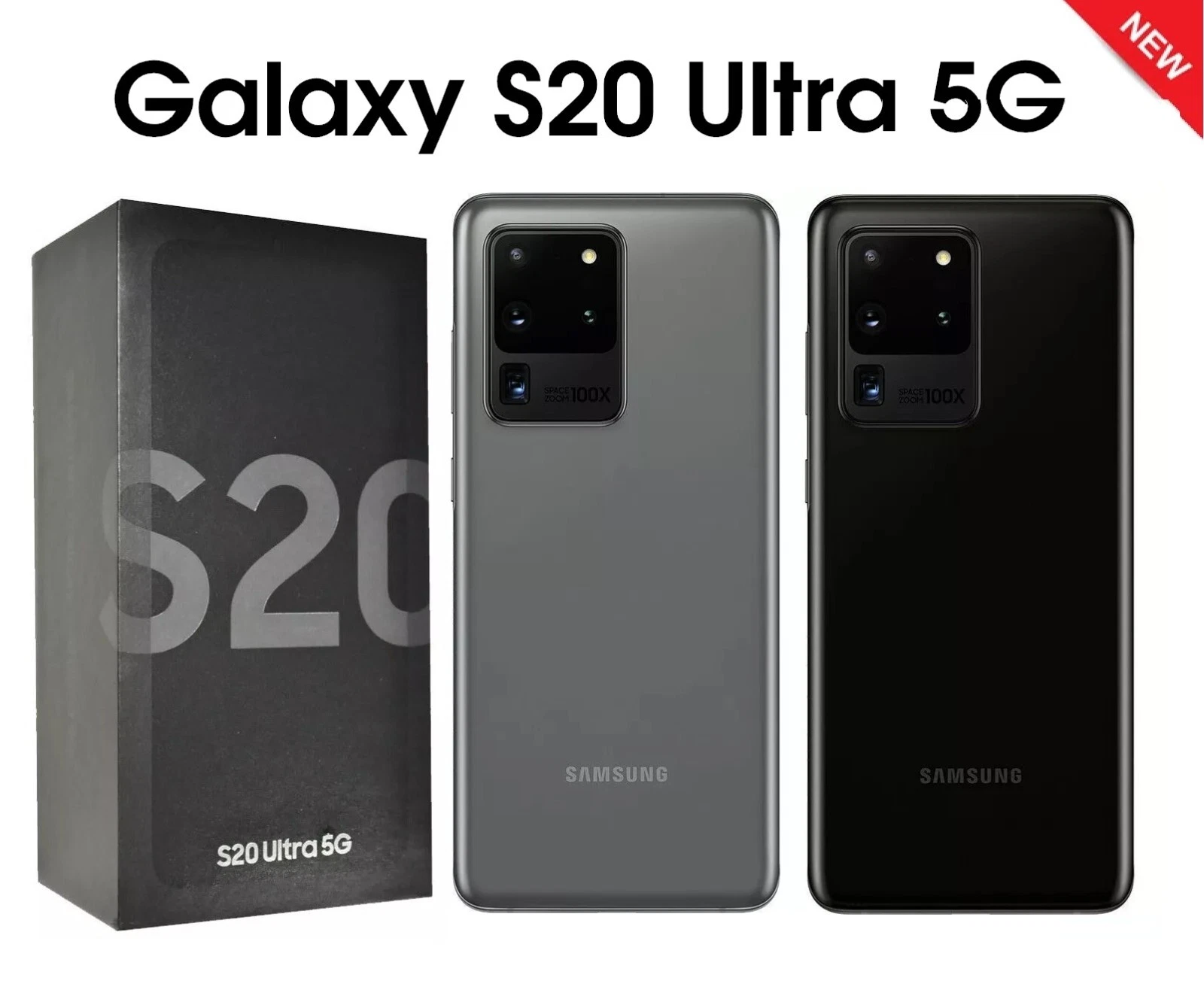 New Sealed Samsung Galaxy S20 Ultra 5G SM-G988U 128GB Factory Unlocked Phone