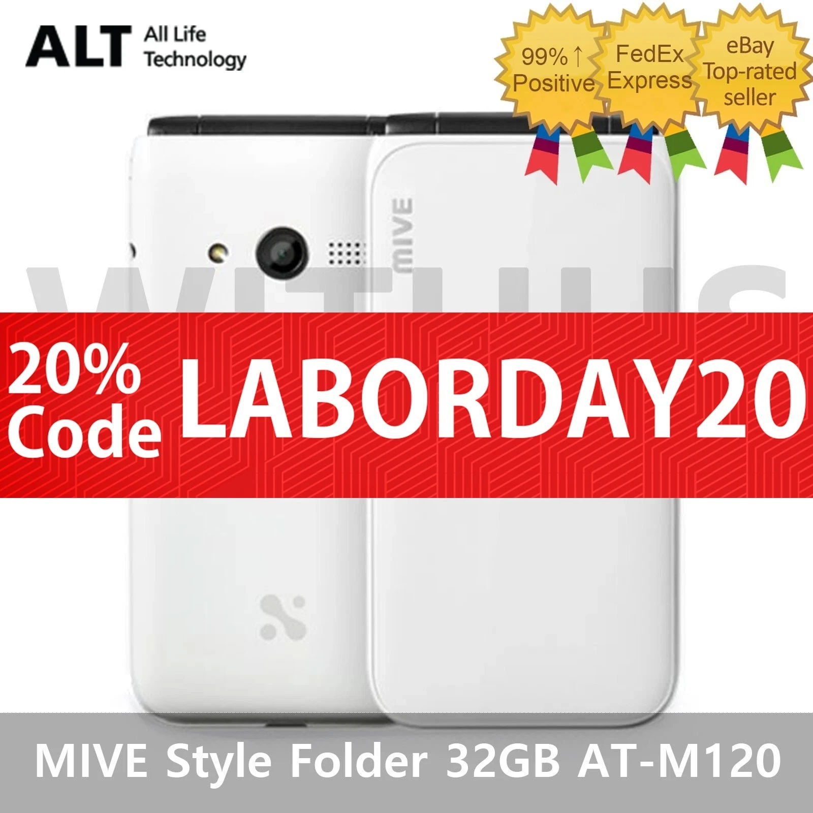ALT MIVE Style Folder 32GB AT-M120 Unlocked LTE/3G - White *