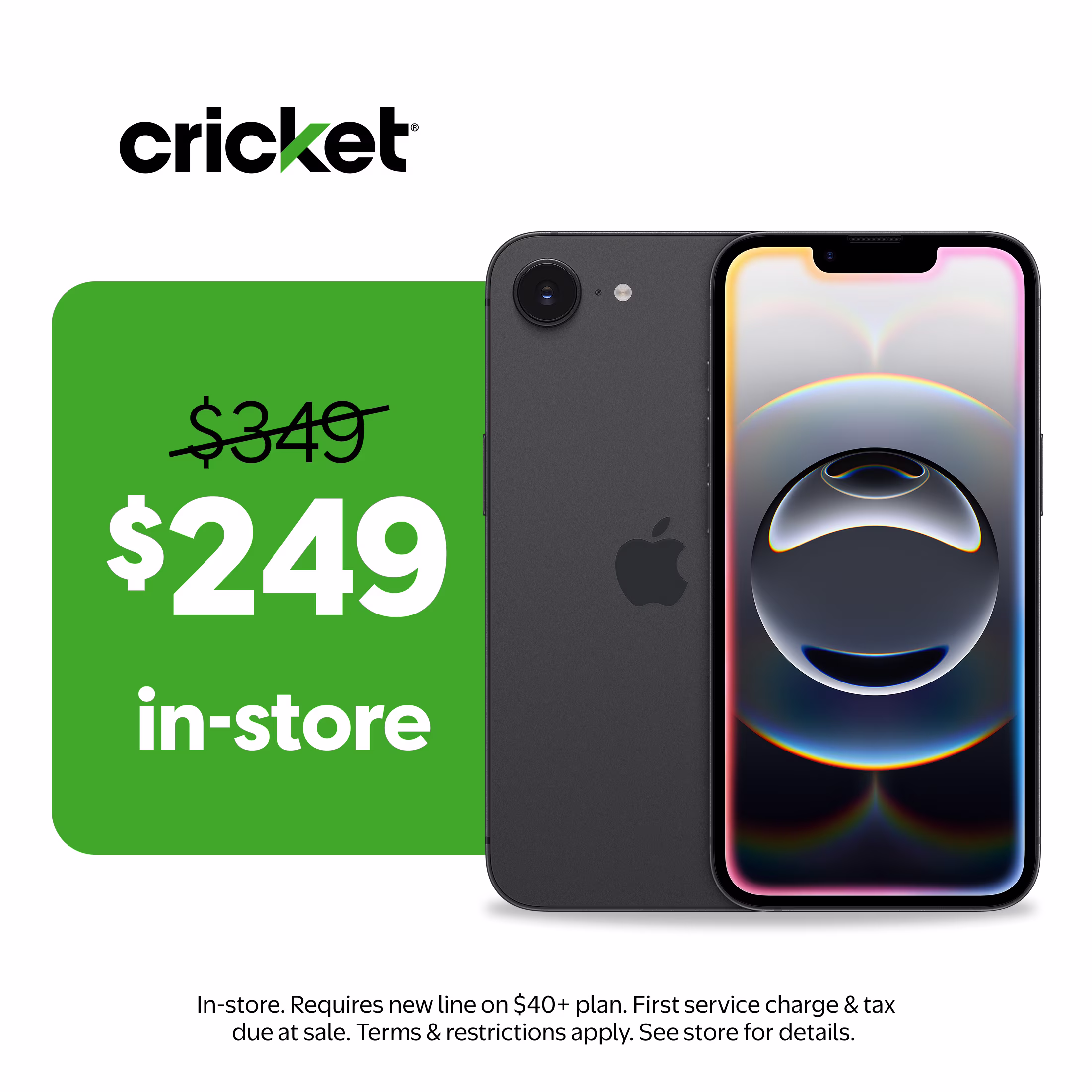 Cricket Wireless Apple iPhone 16e 8GB RAM (Prepaid), Midnight