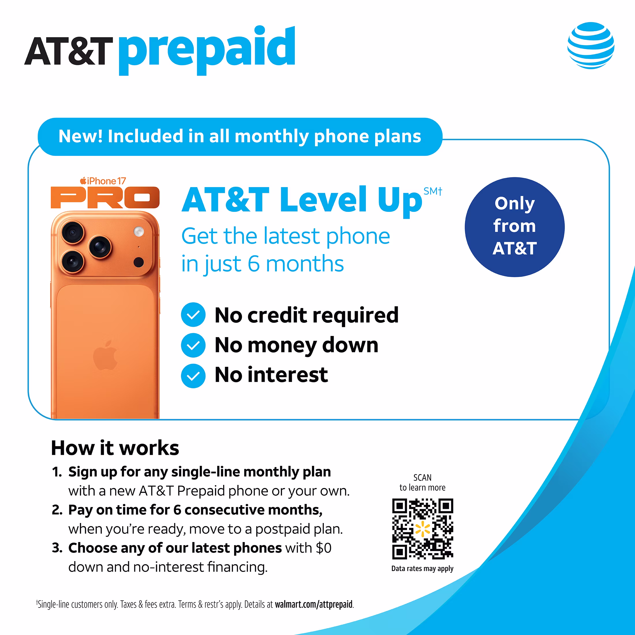 AT&T Apple iPhone 16e, 128GB, Black - Prepaid Smartphone [Locked to AT&T]