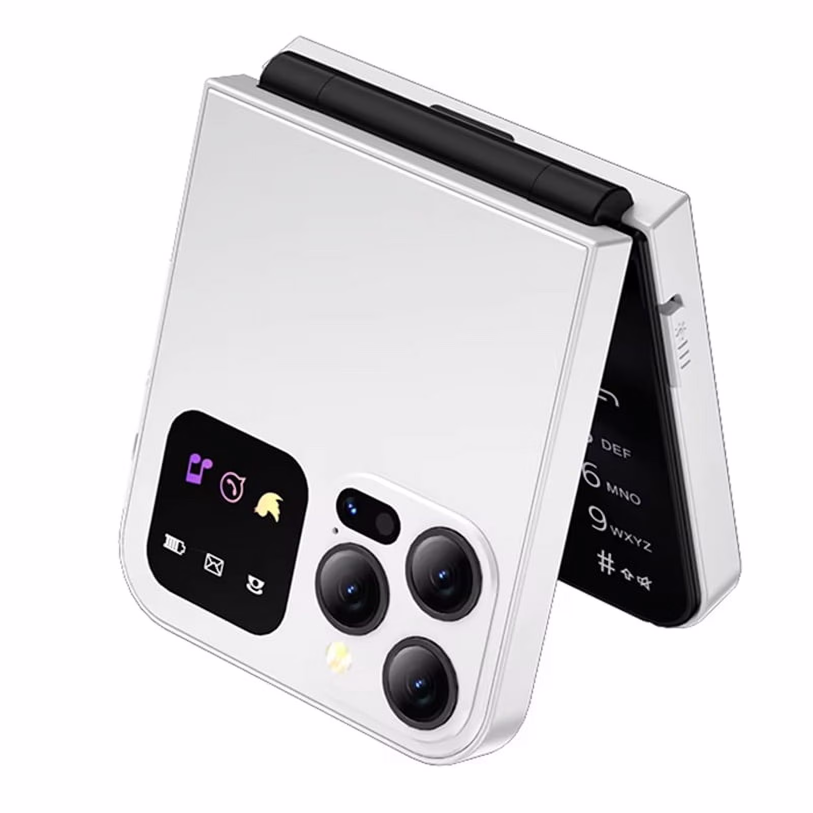A50 Pro Flip Phone Dual SIM Card GSM Automatic Call Recording 2.4 Inch Screen Foldable Mobile Phones Type-C White