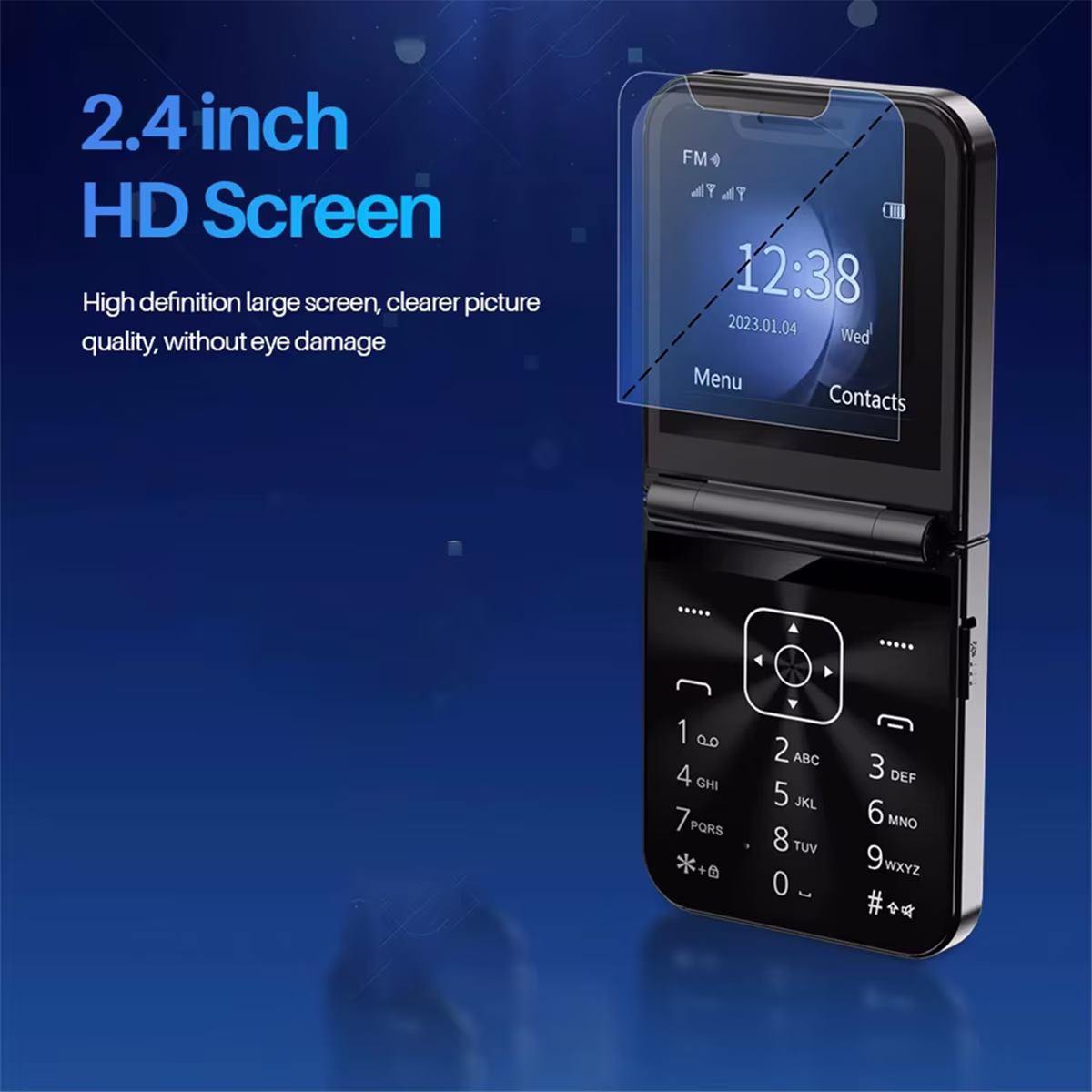 A50 Pro Flip Phone Dual SIM Card GSM Automatic Call Recording 2.4 Inch Screen Foldable Mobile Phones Type-C White