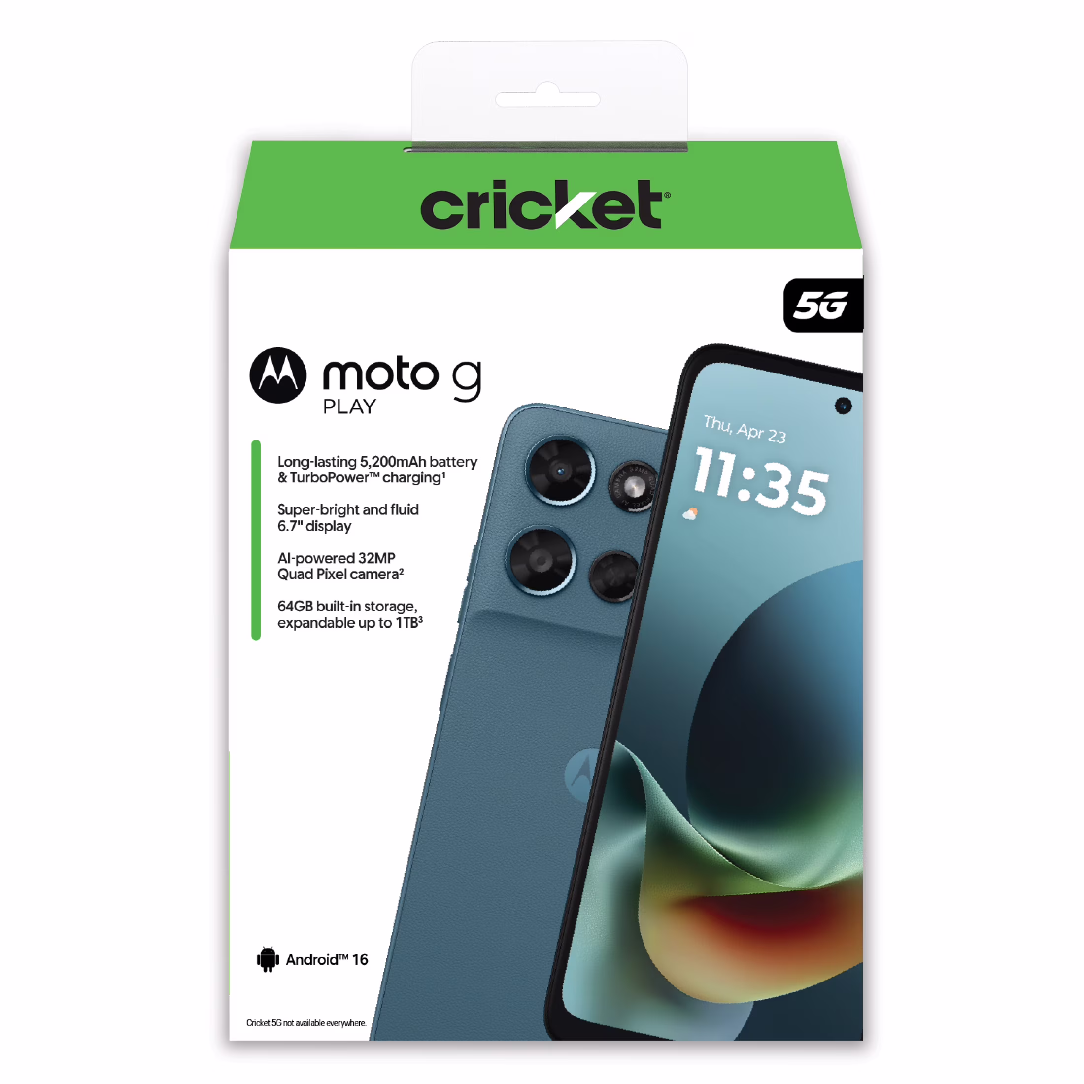 Cricket Wireless moto g play 2026 64GB, 8GB RAM (Prepaid), PANTONE Tapestry