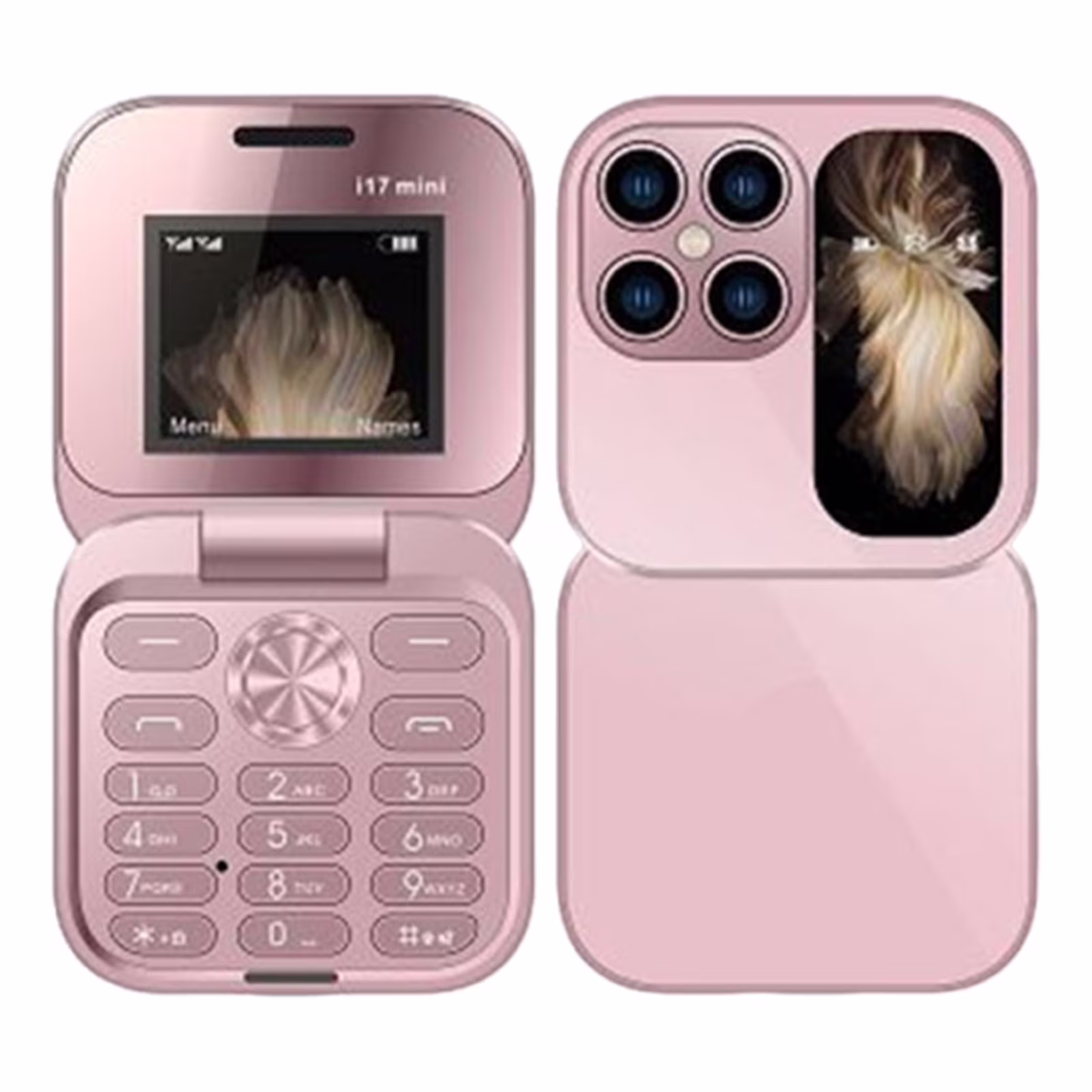 TOPRenddon i17 PRO Mini Flip Mobile Phone,Foldable Cell Phone with FM Radio Speed Dial Vibration,2 SIM Card Small Display Foldable Cell Phone,Easy to Use,Gift