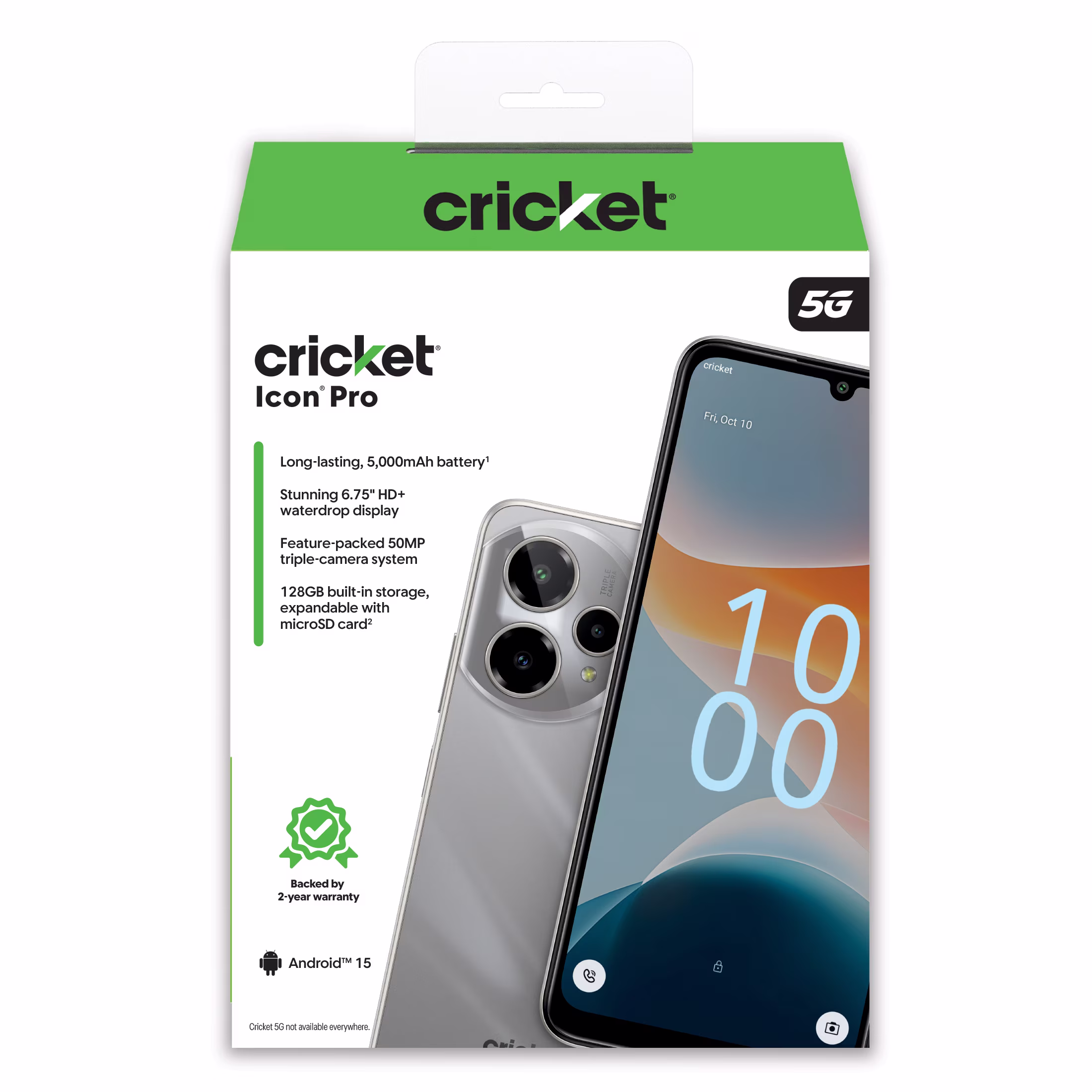 Cricket Wireless Icon Pro 2026 128GB, 6GB RAM (Prepaid), Pearl Gray