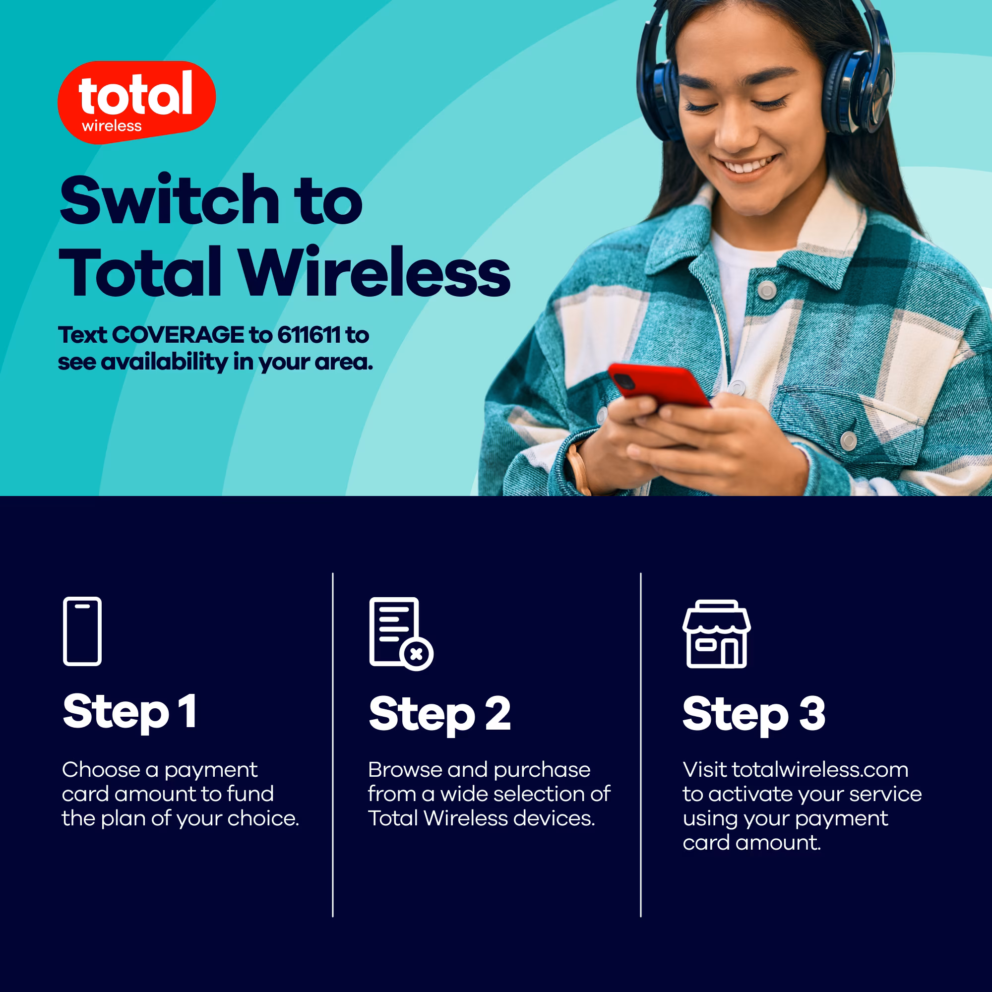 Total Wireless Motorola Moto g 2025, 5G, 64GB, Blue - Prepaid Smartphone [Locked to Total Wireless]