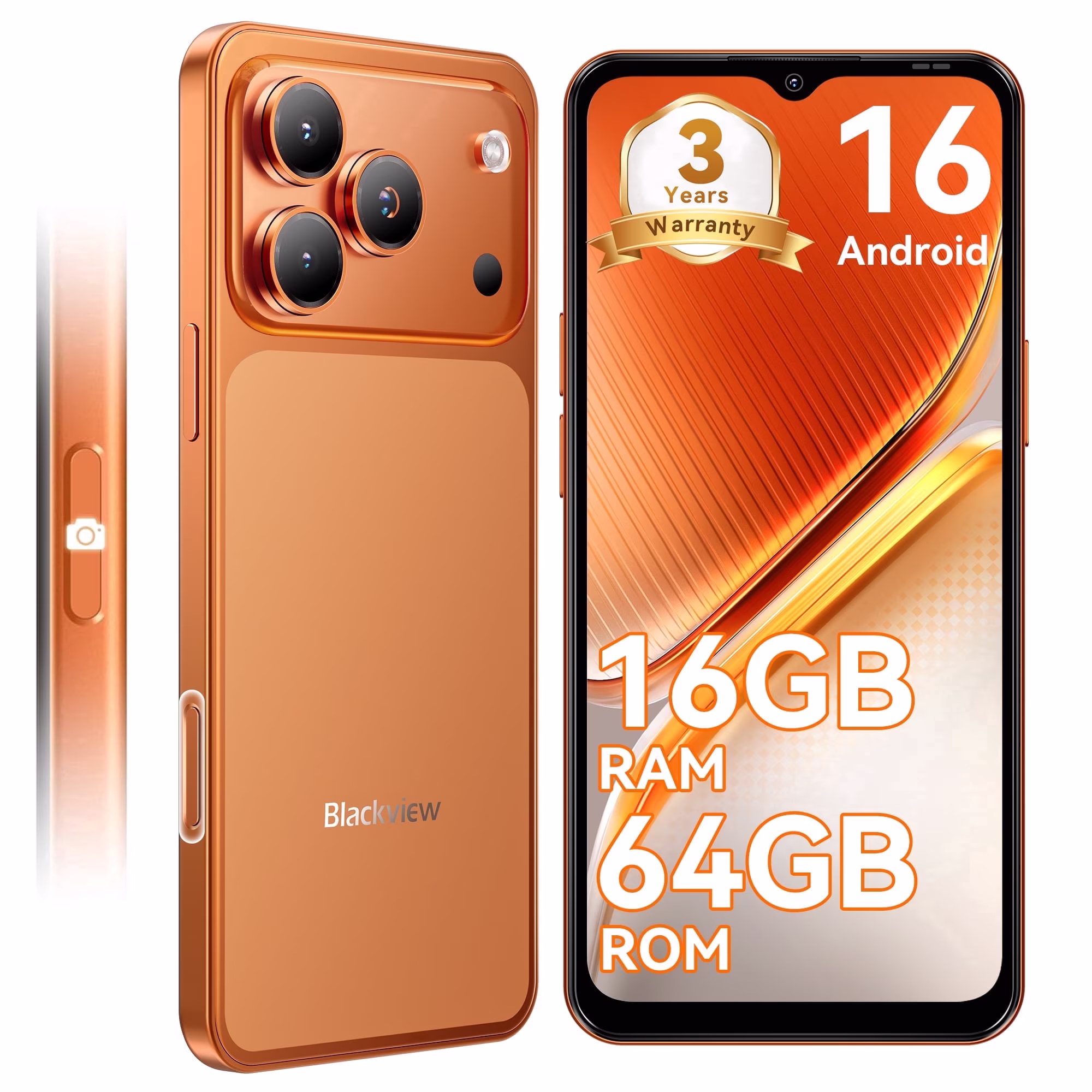 Blackview WAVE 7C Unlocked Cell Phone,Android 16 Smartphone,16GB+64GB/2TB Expandable,6.56" Display,5000mAh Battery,32MP Camera,Dual SIM,IP54,3-Year