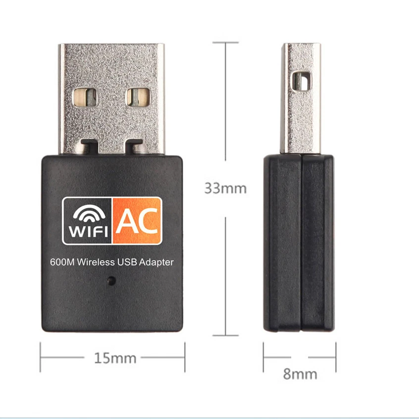 600Mbps Mini USB WiFi Receiver Dual Band 2.4GHz/5GHz Wireless Network Adapter