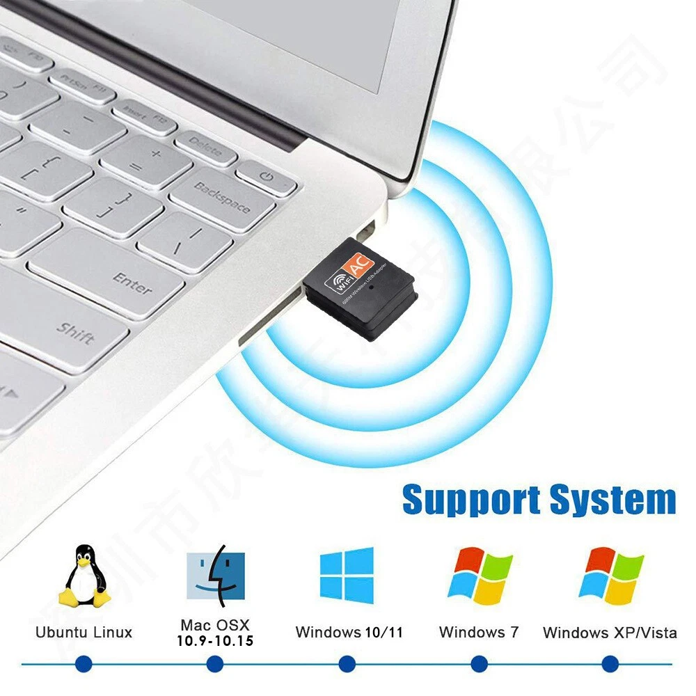 Mini Dual Band USB WiFi Wireless Adapter Network Card 2.4/5GHz 802.11 AC 600Mbps