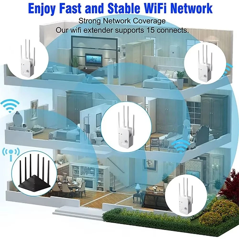 5Ghz WiFi Repeater 1200Mbps Router WiFi Extender Amplifier Dual Band 2.4G/5GHz