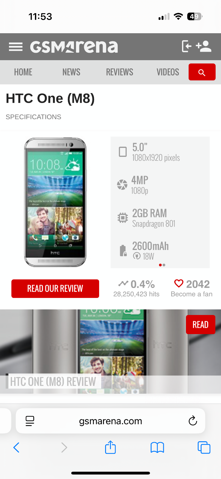 HTC One M8 - 32GB - Gunmetal Gray (Unlocked) Smartphone