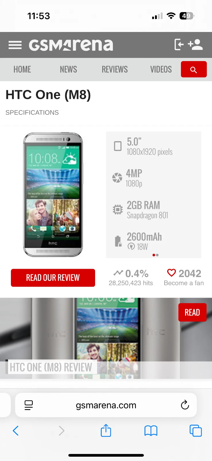 HTC One M8 - 32GB - Gunmetal Gray (Unlocked) Smartphone
